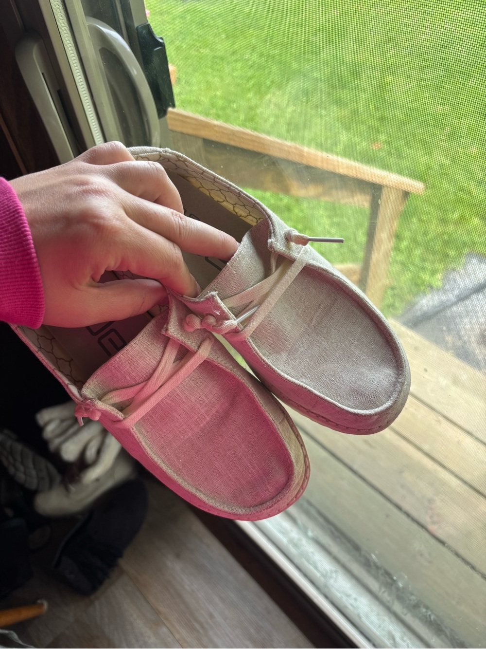 Hey Dude Pink Slip-On Canvas Moccasins